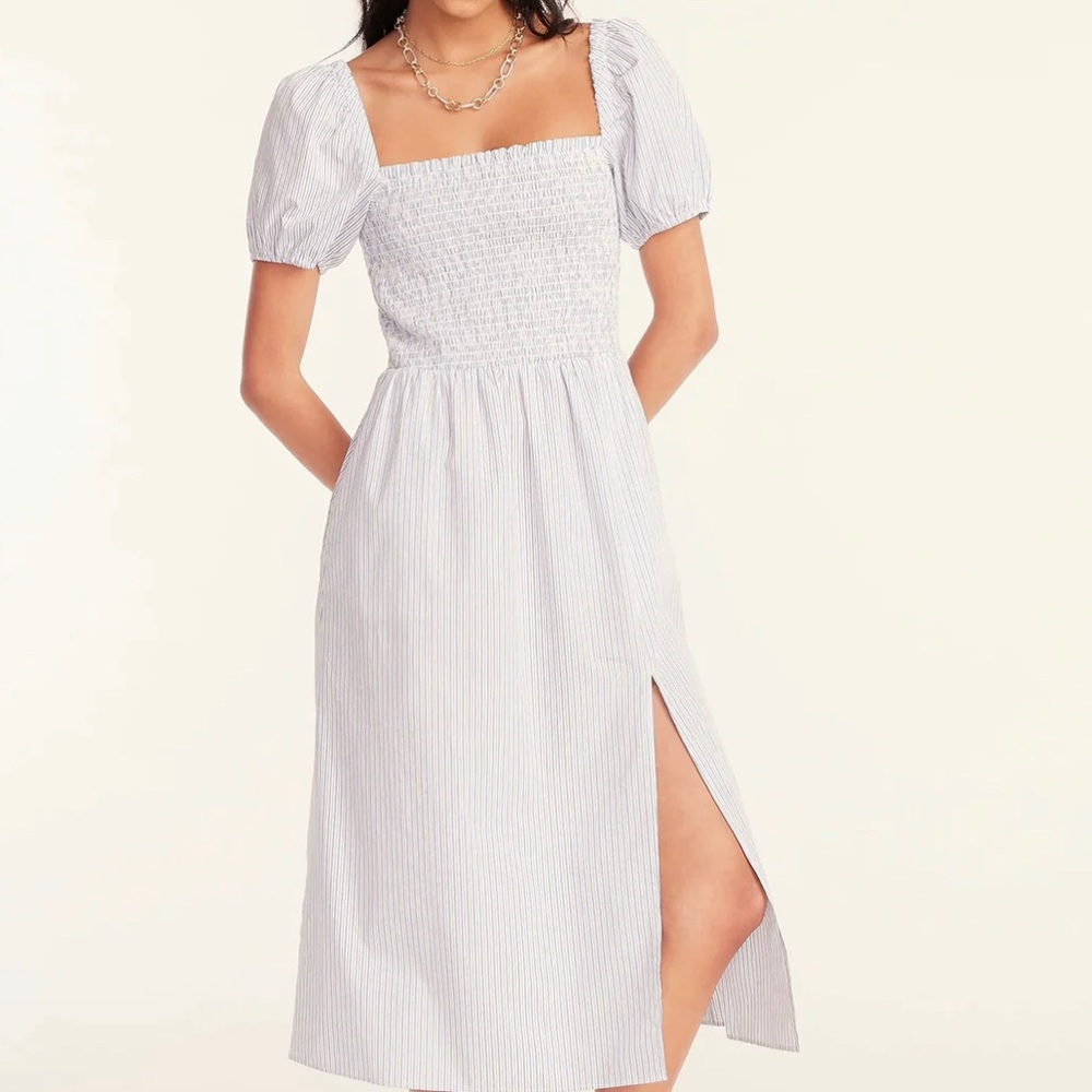 J.Crew Short Sleeve Smocked Dress in Stripe